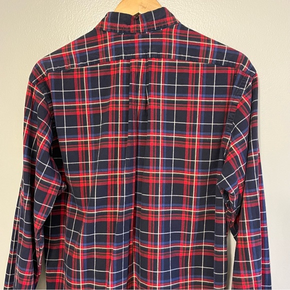 Ralph Lauren Mens Classic Fit Red Blue Plaid Long Sleeve Cotton Button Down L - Picture 5 of 12